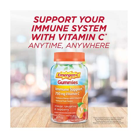 Buy Emergen-C Immune Support Gummies, 750 mg Vitamin C, Orange ...