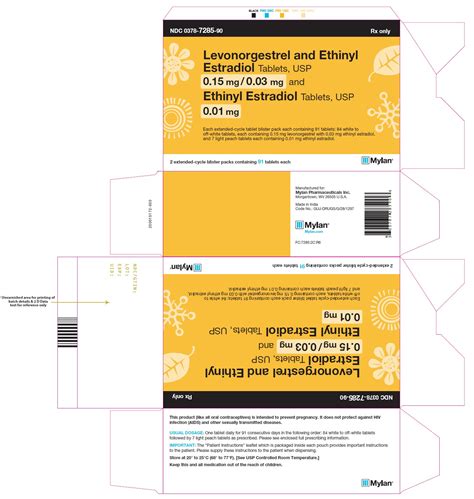 NDC 0378-7285 Levonorgestrel And Ethinyl Estradiol And Ethinyl Estradiol Levonorgestrel And ...