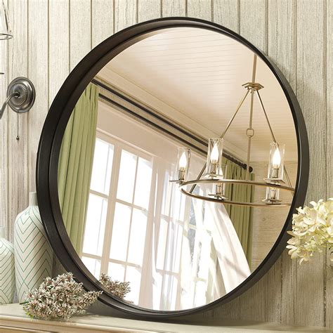Tetote 30 Inch Black Round Mirror, Matte Metal Frame, Wall Mounted ...