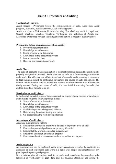 Procedure of Auditing - Module 2 - Unit 2 : Procedure of Auditing ...