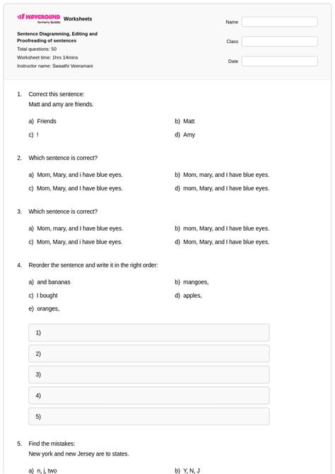 50+ Editing worksheets for Class 8 on Wayground | Free & Printable
