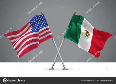 Mexican And American Flag Crossed