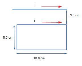 A rectangular loop of wire is placed next to a straight wire, as shown ...