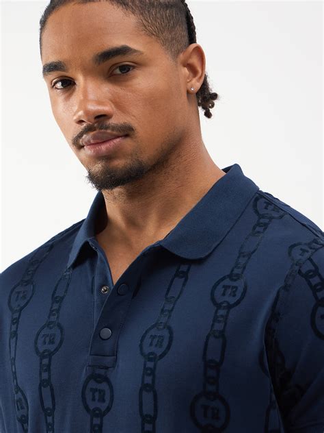 TRUE RELIGION Men Blue Printed Regular Fit Polo T-Shirt | Tshirt For ...