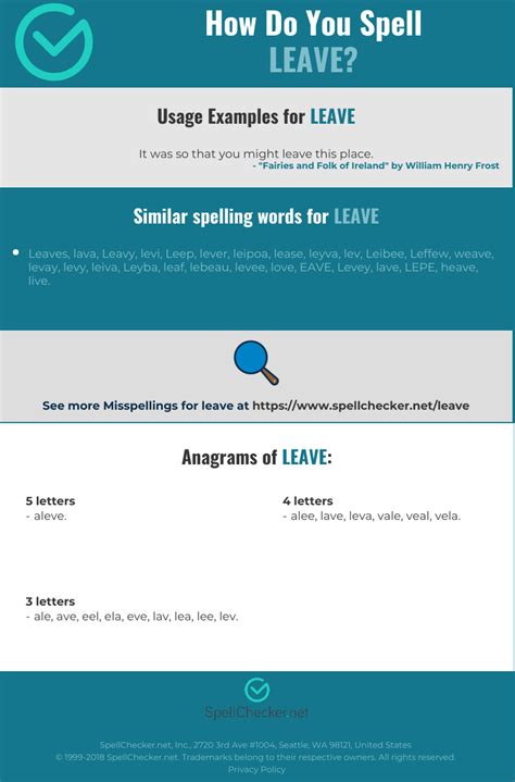 Correct spelling for leave [Infographic] | Spellchecker.net