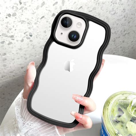 COVERLY for iPhone 15 Plus Case Transparent Curly Wave TPU Cover,Cute ...