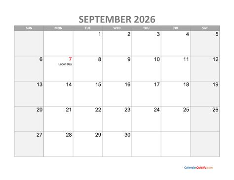 Get Organized with Our September Printable Calendar 2026 — Calendars 123