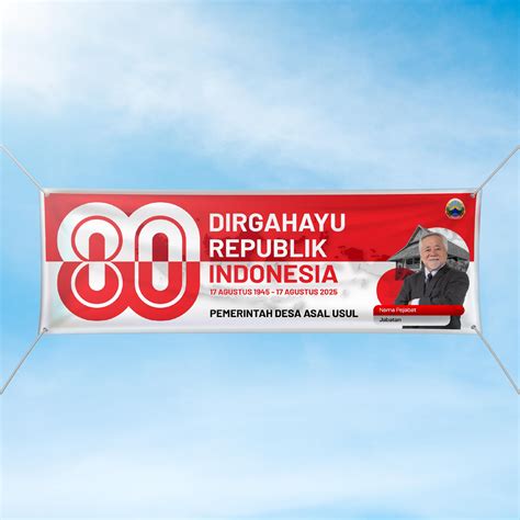 Baliho HUT RI 80 Tahun Merah Putih Minimalis dengan Foto Pejabat