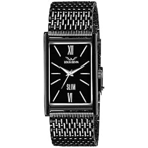 LOUIS DEVIN Stainless Steel Black Plated Chain Analog Wrist Watch for ...