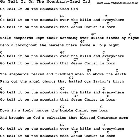 Skiffle Lyrics for: Go Tell It On The Mountain-Trad with chords for ...