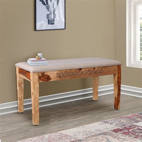 Buy Floris Solidwood Four Seater Square Dining Bench in Teak Colour ...