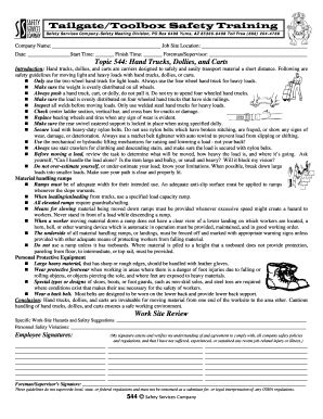 Tailgate Toolbox Safety Training Form - Blank Fillable Template | Fill ...
