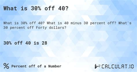 What is 30% off 40? - Calculatio