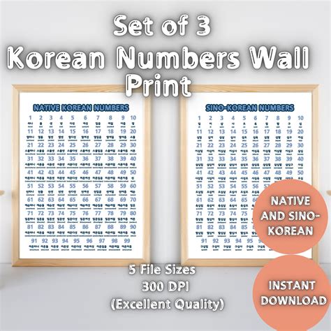 Printable Native & Sino-korean Numbers Poster Complete Number Wall ...