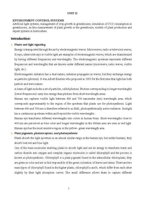 IT in Agriculture: Unit II - Environment Control Systems and Plant ...