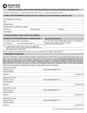 Fillable Online PENTAGON FEDERAL CREDIT UNION (PENFED) CHECKING ACCOUNT ...