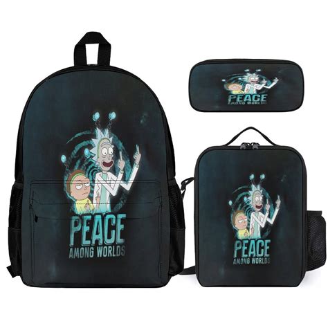 3PCS Rick And Morty Backpacks Set Backpack with Lunch Box Pencil Case ...