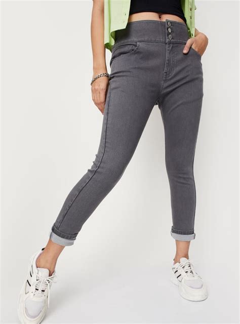 Buy Women Solid High-Rise Skinny Fit Jeans Online at just Rs. 1299.0 ...