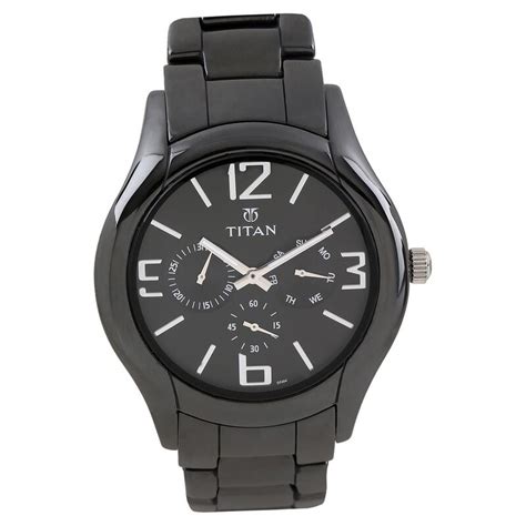 Buy Online Titan Ceramic Black Dial Quartz Multifunction Ceramic Strap ...