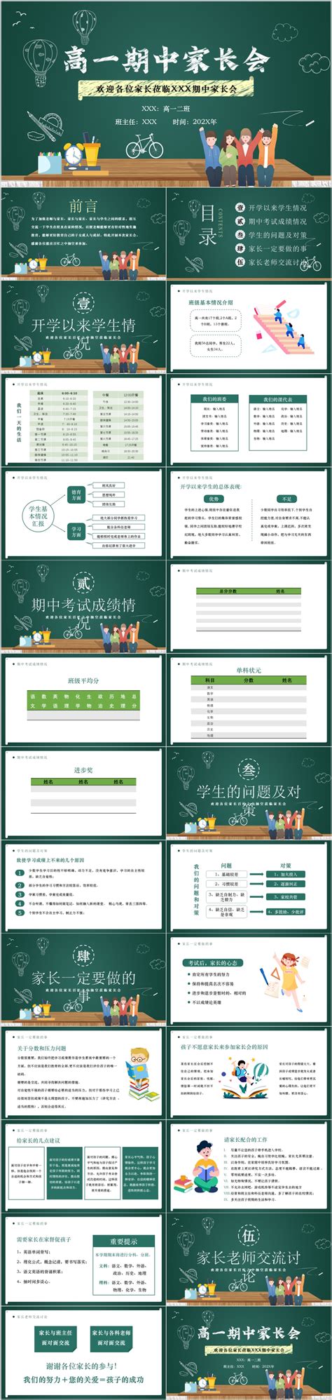 卡通黑板高一期中考试成绩总结家长会主题班会课件PPT模板_微图网-(www.oopic.cn)专业商务素材网站免费下载