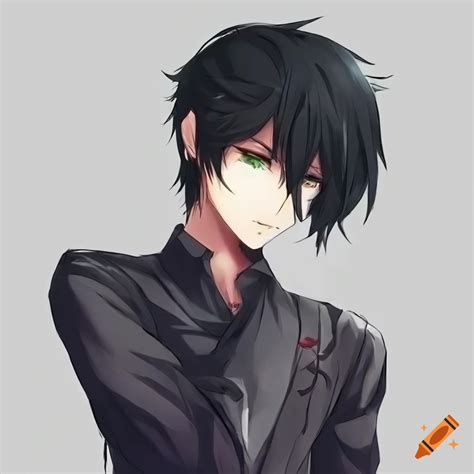 Captivating male anime character with long flowing hair and leather ...