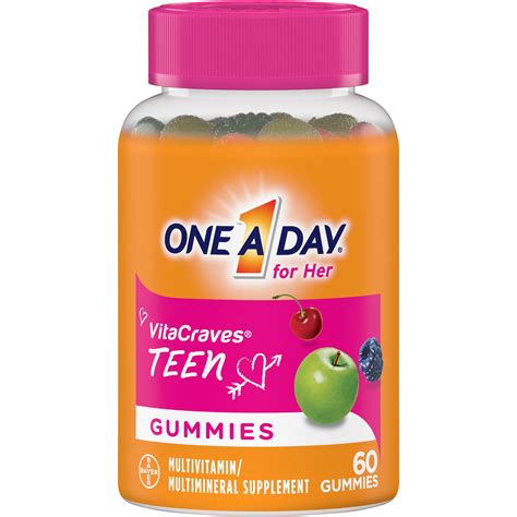 One A Day VitaCraves Teen for Her Multivitamin Gummies, 60 Count ...