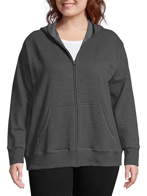 JMS by Hanes Women's Plus Size Fleece Zip Hood Jacket - Walmart.com