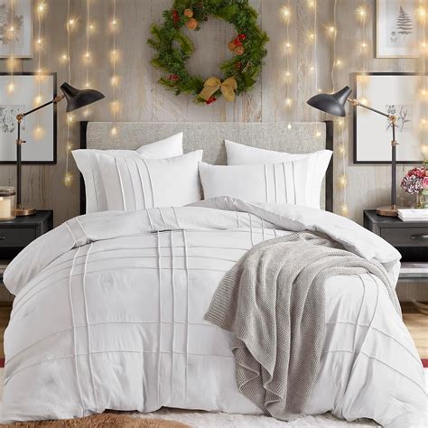 Amazon.com - Comfort Spaces White Twin Comforter Set - 2 Pieces Pintuck ...