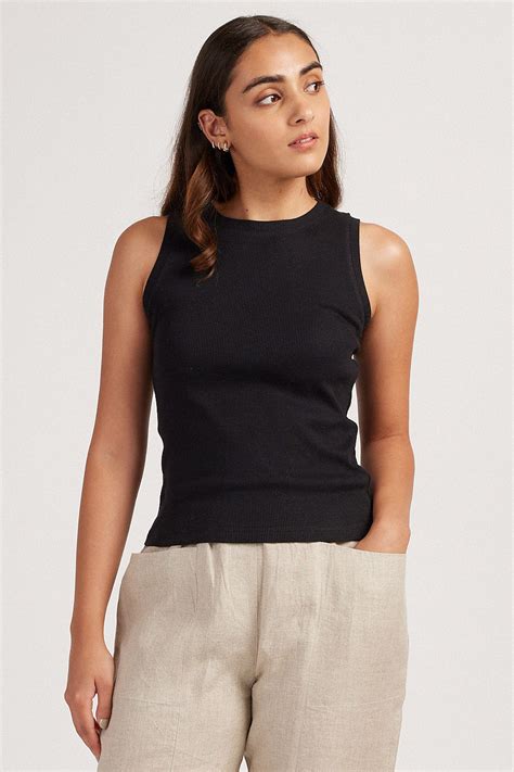 Womens Tank Top | Rib Tank Carbon Black Womens Tank Top