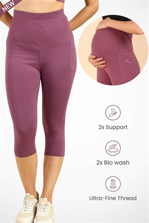Ribbed Cotton Rosewood Maternity Capri (Pregnancy & Postpartum) – House ...