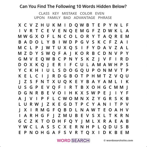 Difficult Random Word Search 857 - Class, Key, Mistake, Color, Even ...