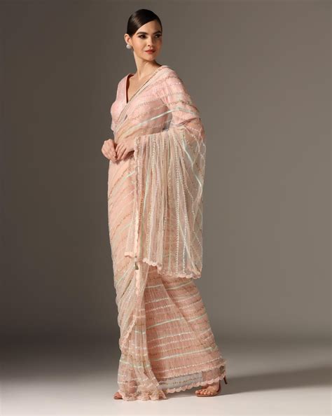 Bugle Bead Striped Pre Stiched Saree – Yashodhara
