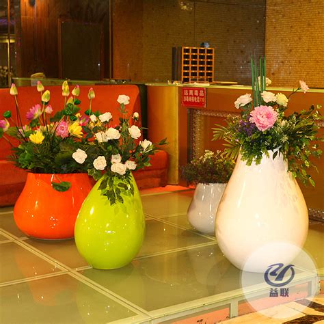 玻璃钢花盆现代简约圆形切面大花瓶商场酒店户外景观花钵组合定制-淘宝网