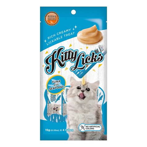 Rena Kitty Licks,Tuna with Seafood lickable treat for Cat, 15 x 4 tube ...