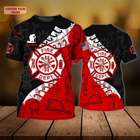 AIO Pride Custom Text Firefighter Printing T-shirt For Men And Women ...