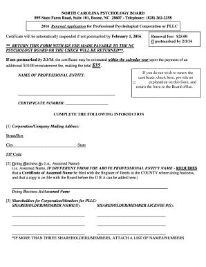 Fillable Online ncpsychologyboard NORTH CAROLINA PSYCHOLOGY BOARD 895 ...