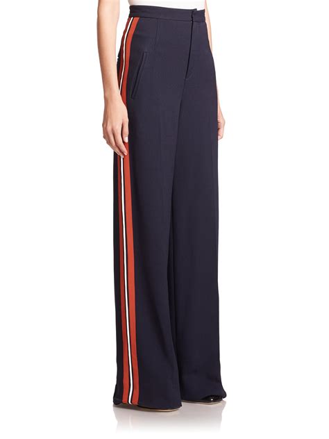 Lyst - Derek lam Side-stripe Wide-leg Pants in Blue