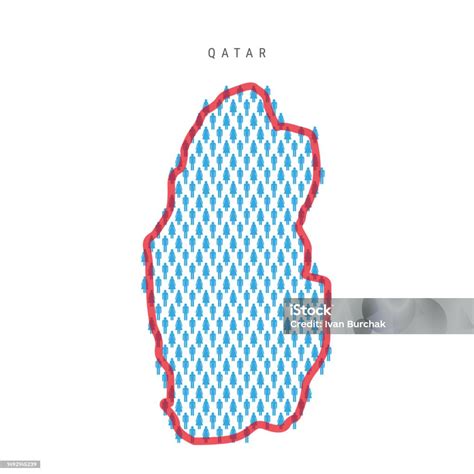 Qatar Population Map Stick Figures Qatari People Map Pattern Of Men And Women Flat Vector ...
