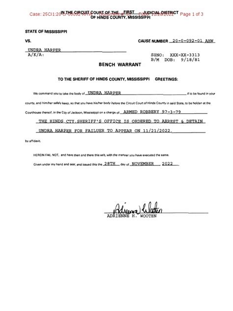 Bench Warrant Harper | PDF | Arrest Warrant | Common Law