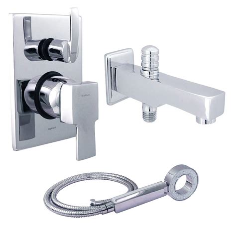 SHIP`N`SAND Combo of 2 Inlet Divertor (Brass) + Hand Shower + Tip Ton ...