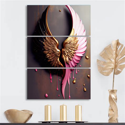 Everly Quinn Gold And Black Angel Wings II - Wings Angel Canvas Wall Art Set - Wayfair Canada