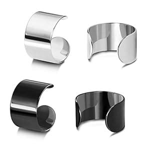 JewelrieShop Clip on Earrings Stainless Steel Ear Cuffs for Non Pierced ...