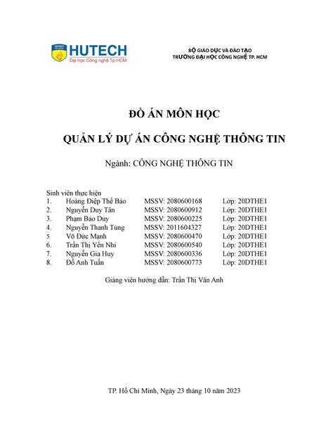 Bao Cao QLDA - bao cao du an - B Ộ GIÁO D ỤC VÀ ĐÀO T ẠO TR ƯỜNG Đ ẠI H ...