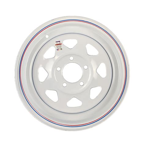 14 x 5.5 Steel Wheel White Spoke W/ Stripes 5 x 4.5 - Apex Trailer Supply