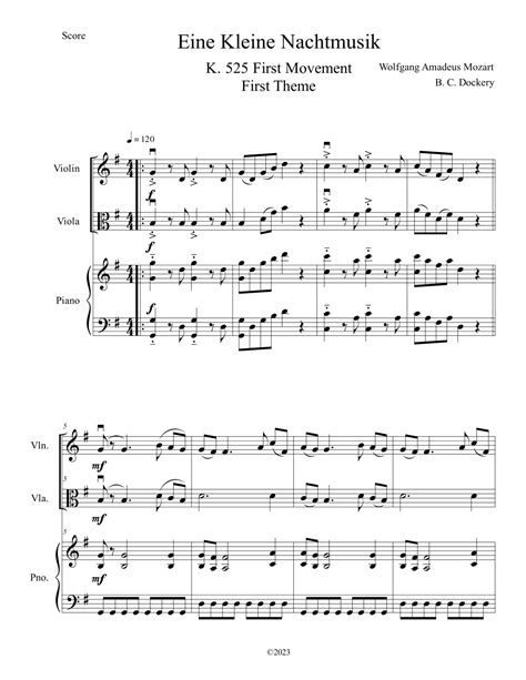 Eine Kleine Nachtmusik (A Little Night Music) for Violin and Viola Duet ...