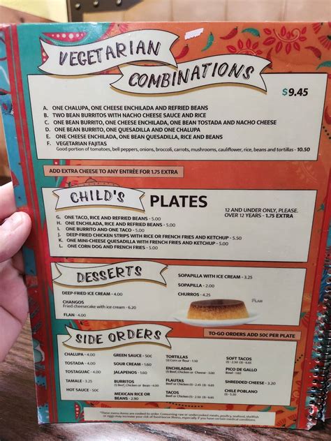 Menu at La Pinata restaurant, Meridian