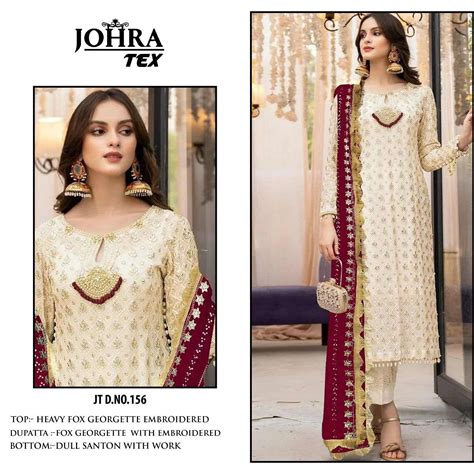 JOHRA TEX DESIGN NO - JT - 156 FOX GEORGETTE EMBROIDERED PARTY WEAR ...