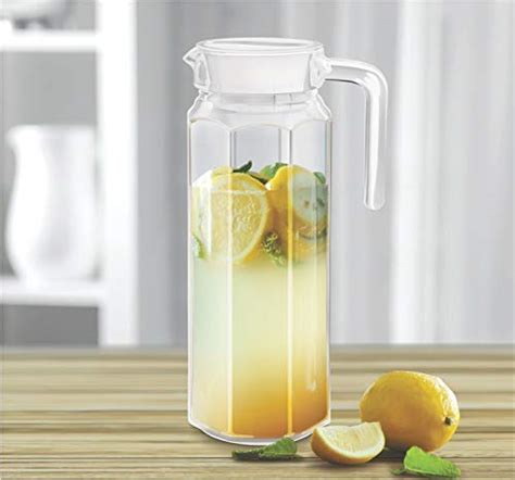Jinelza 1100ml jug Italian Glass jug Pitcher with lid, iced Tea Pitcher ...