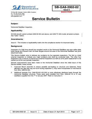 Fillable Online All GA8 aircraft, serial numbers GA800004 and above ...