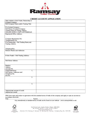 Fillable Online ramsay timber application forms 2016 Fax Email Print ...